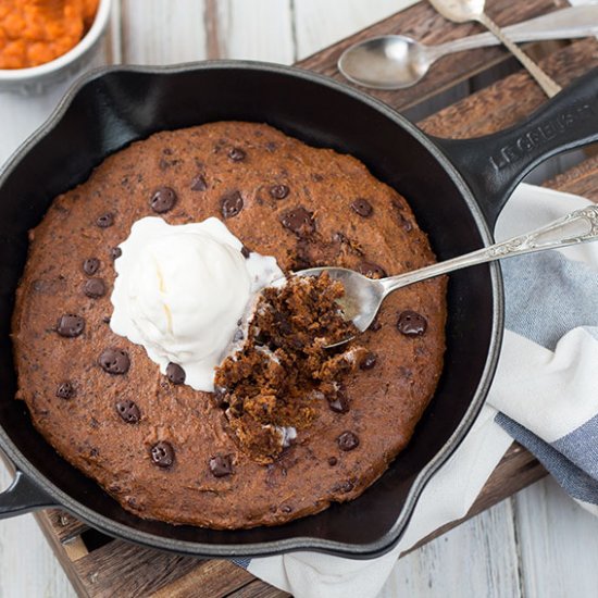 Pumpkin Chocolate Chip Skillet Cookie