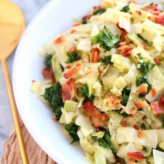 Sauteed Cabbage & Kale with Bacon