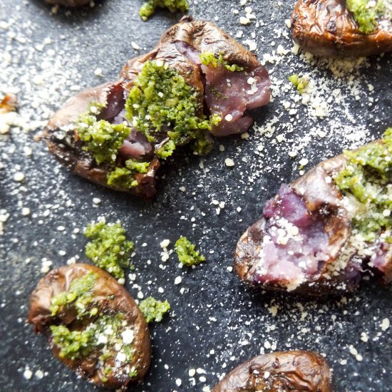 Crispy Smashed Potatoes with Pesto