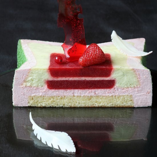 Strawberry Basil Lime Mousse Cake