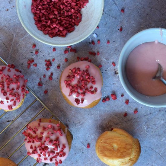 Raspberry & White Choc Profiteroles