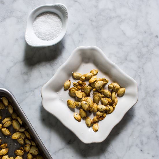 Salty Spicy Roasted Pumpkin Seeds