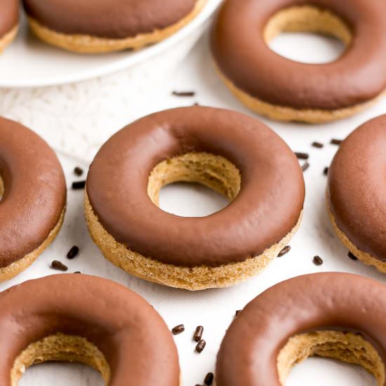 Banana Donuts + Chocolate Glaze