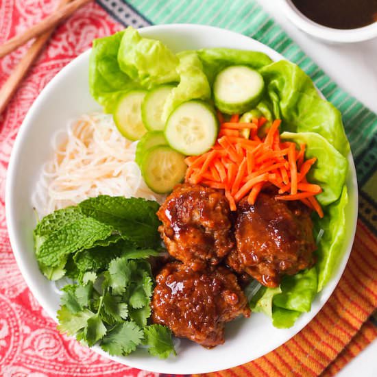 Noodle Bowl with Tofu Meatballs