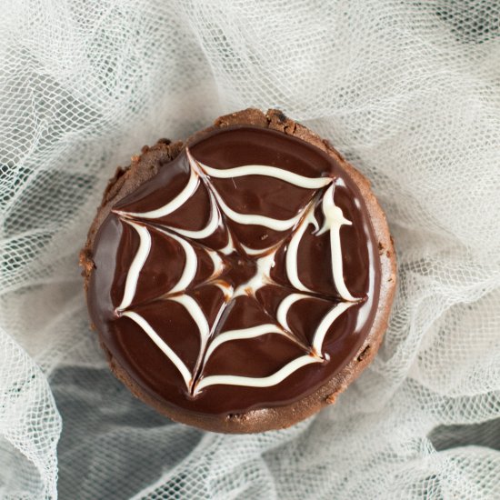 Chocolate Spiderweb Cheesecakes