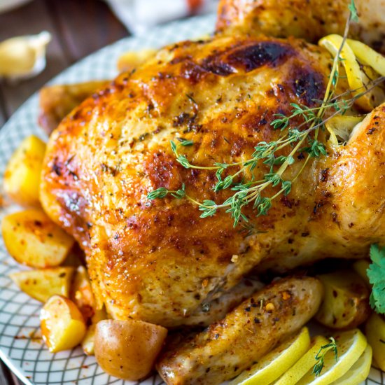 Oven Roasted Whole Chicken with Lemon