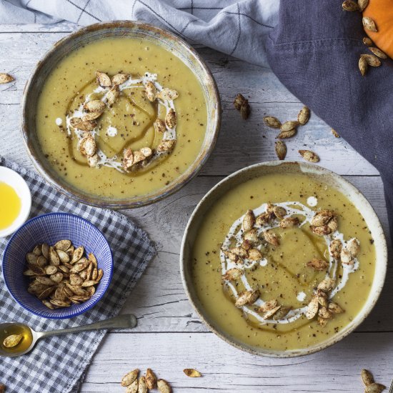 Pumpkin Soup with Chestnuts & Honey