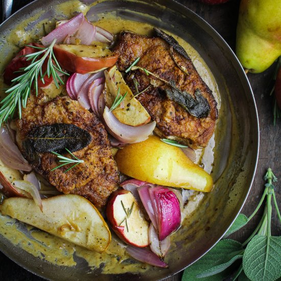 Pork Chops with Apples and Pears