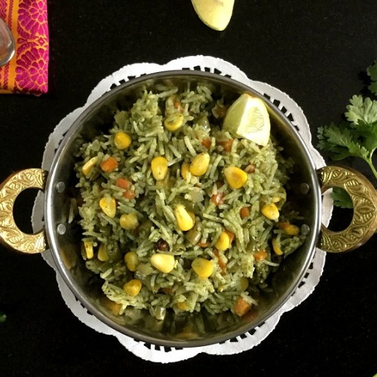 Green Chutney Vegetable Pulao