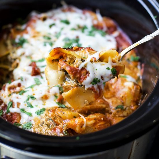 Crock Pot Turkey Spinach Shells