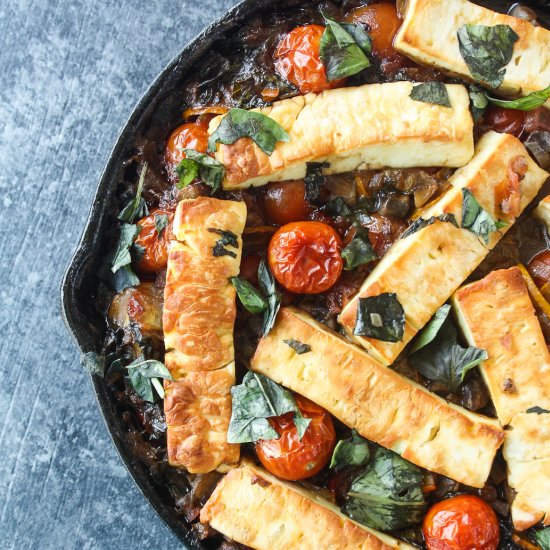 Veggie Mushroom Halloumi Bake