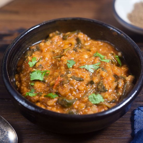 Curried Red Lentil and Spinach Stew