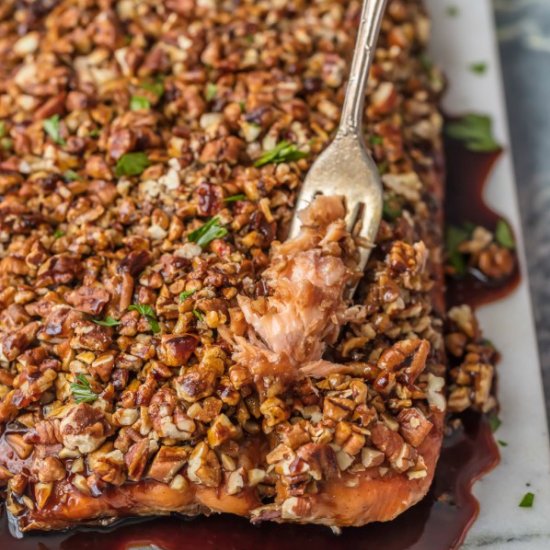 Pecan Crusted Honey Bourbon Salmon