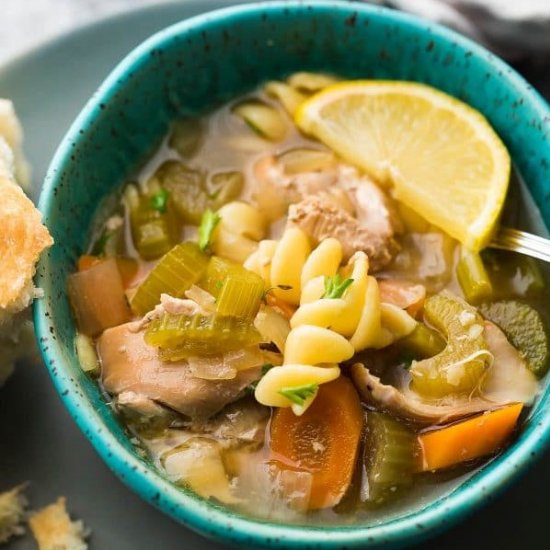 Lemon Sesame Chicken Noodle Soup