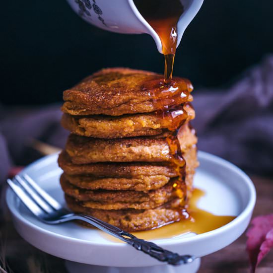 Pumpkin Pancakes with Maple Syrup