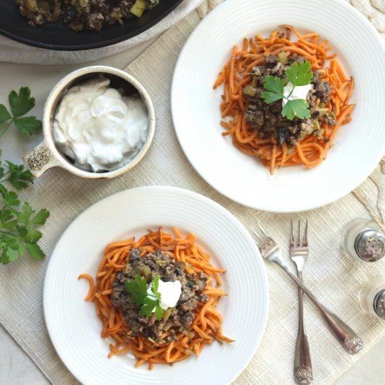 Beef Stroganoff with Sweet Potato