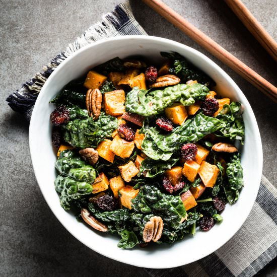 Kale Salad with Sweet Potatoes