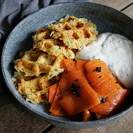 Potato Waffles with Herbal Curd