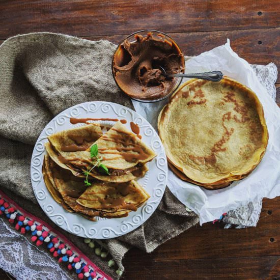 Healthy Pumpkin Crepes with Caramel