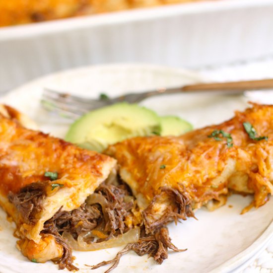 Shredded Beef Chipotle Enchiladas