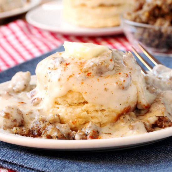 Skillet Biscuits & Sausage Gravy