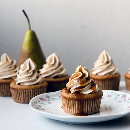 Pear and Maple Caramel Cupcakes