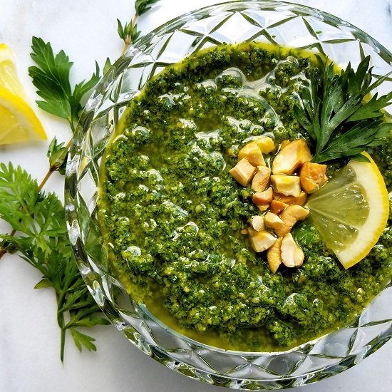 Carrot Top Cashew Pesto