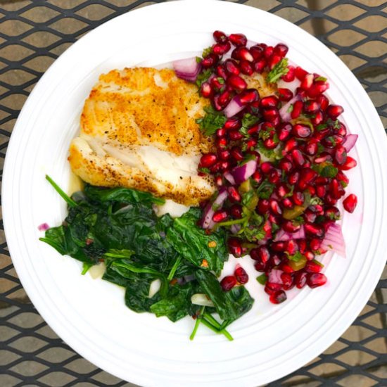 Seared Cod with Pomegranate Salsa