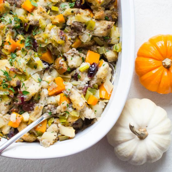 Sausage Leek Butternut Stuffing