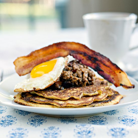 Cornbread Pancakes with Chili