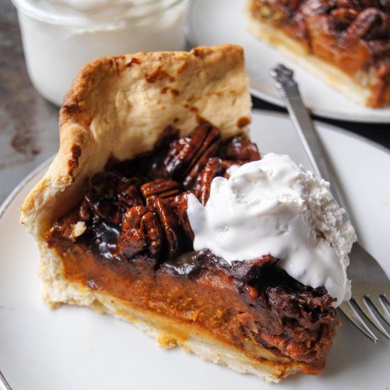 Vegan Pecan Bourbon Pumpkin Pie