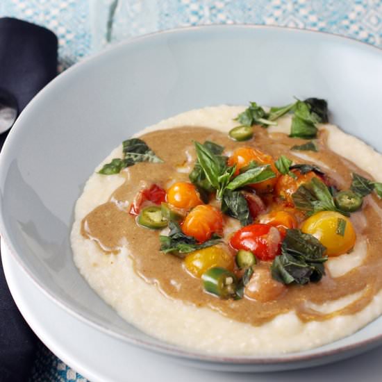 Grits with Sesame-Miso Tahini