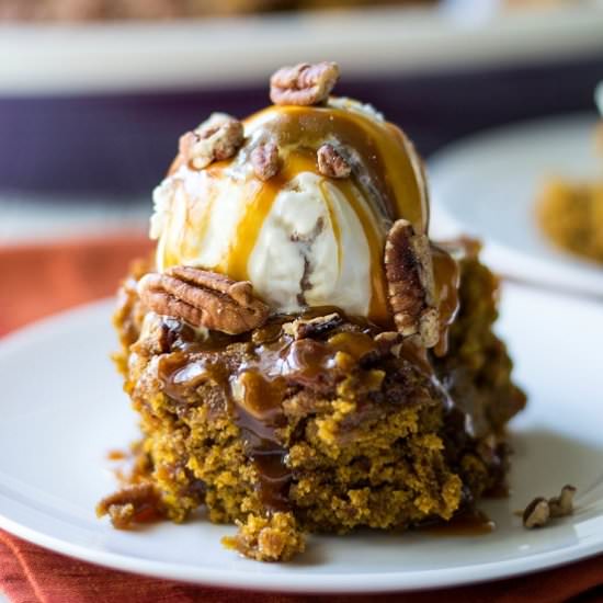 Pumpkin Cobbler with Bourbon Salted Sauce