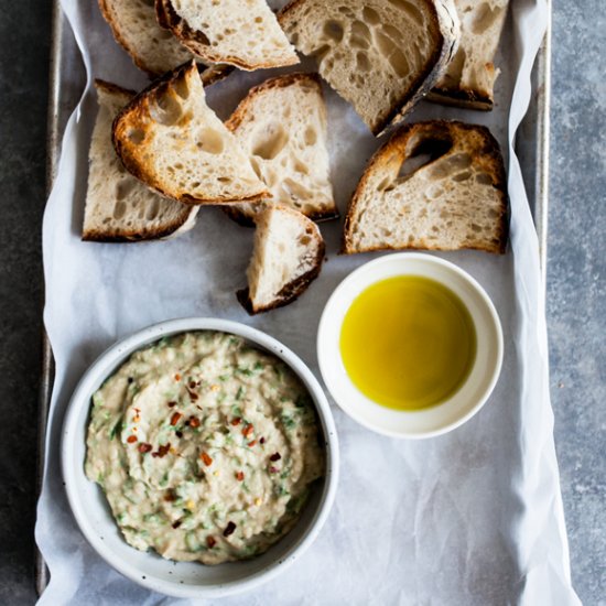 Arugula White Bean Dip & Sourdough