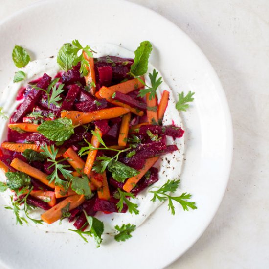 Homemade Labneh with Beetroot Slaw