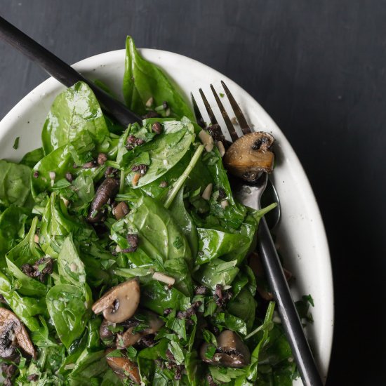 Warm Spinach + Mushroom Salad