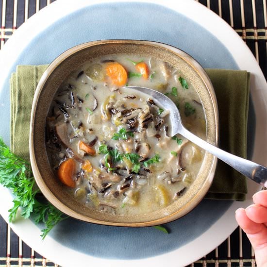 Coconut Wild Rice and Mushroom Soup