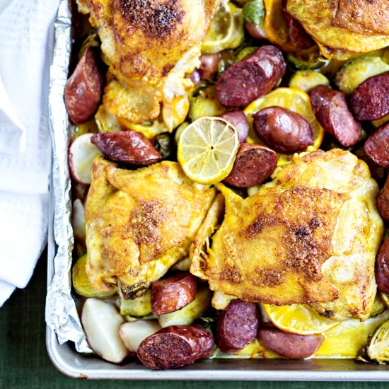 Pan roast with chicken and sausage