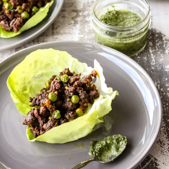 Quick Lamb Samosa Lettuce Wraps