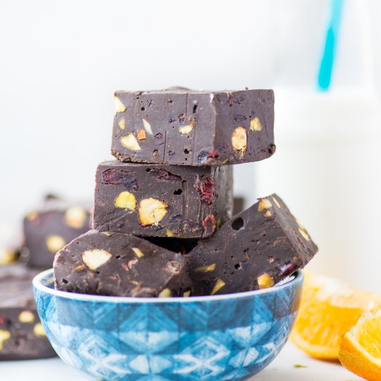 Cranberry Pistachio Chocolate Fudge