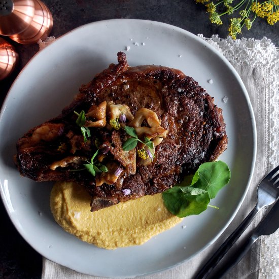 Ribeye Steaks & Cauliflower Puree