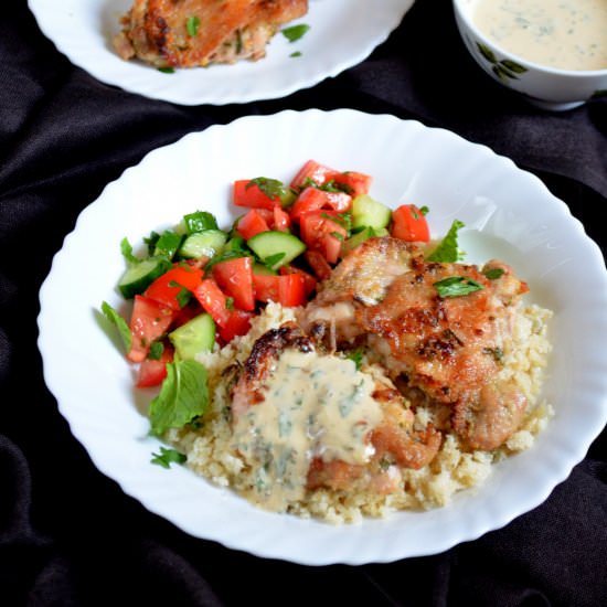 Tahini-Marinated Chicken with Salad