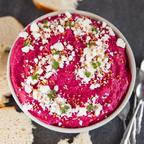 Roasted Beetroot and Feta Hummus