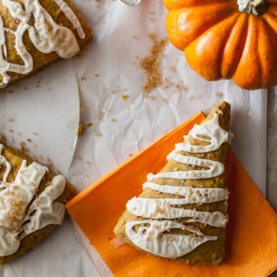 Pumpkin Scones with Vanilla-Glaze