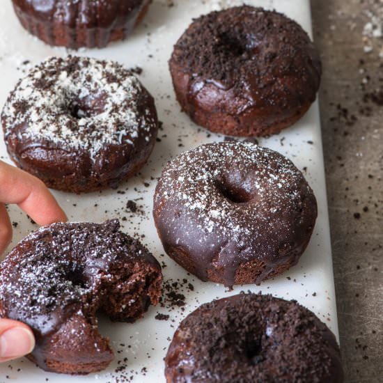 Baked Chocolate Pumpkin Donuts