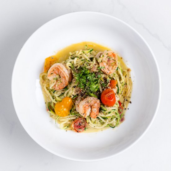 Pesto Shrimp Zoodles