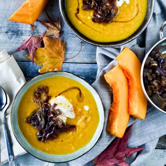 Pumpkin Soup w Caramelized Onions