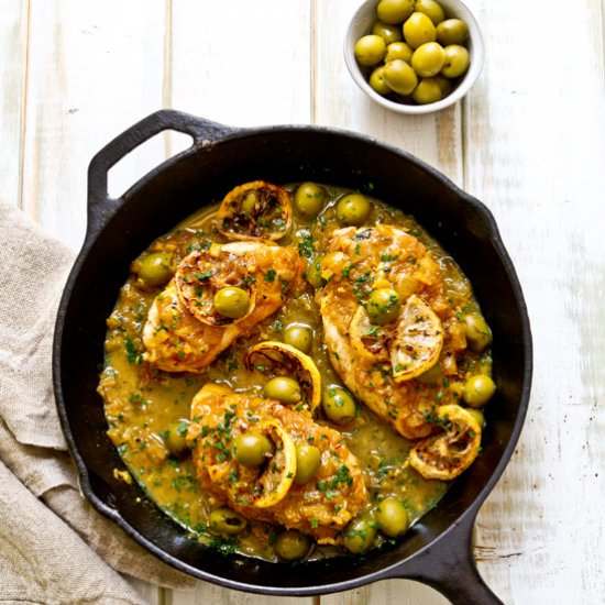 One Pan Lemon Olive Chicken