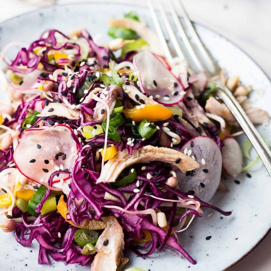 Shredded Chicken and Red Cabbage Salad