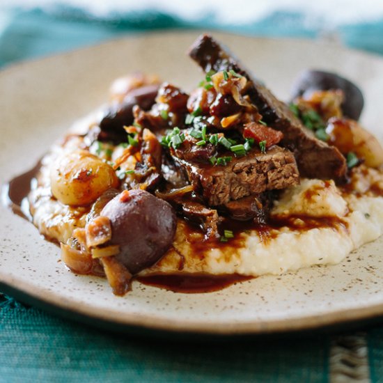 Braised Brisket With Herb Grits